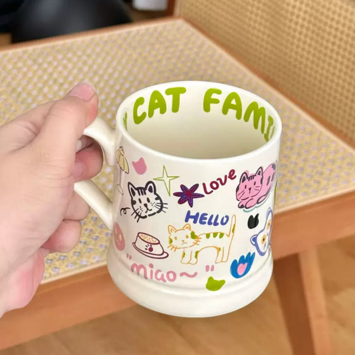 Butterfly & Cat Family Ceramic Mug