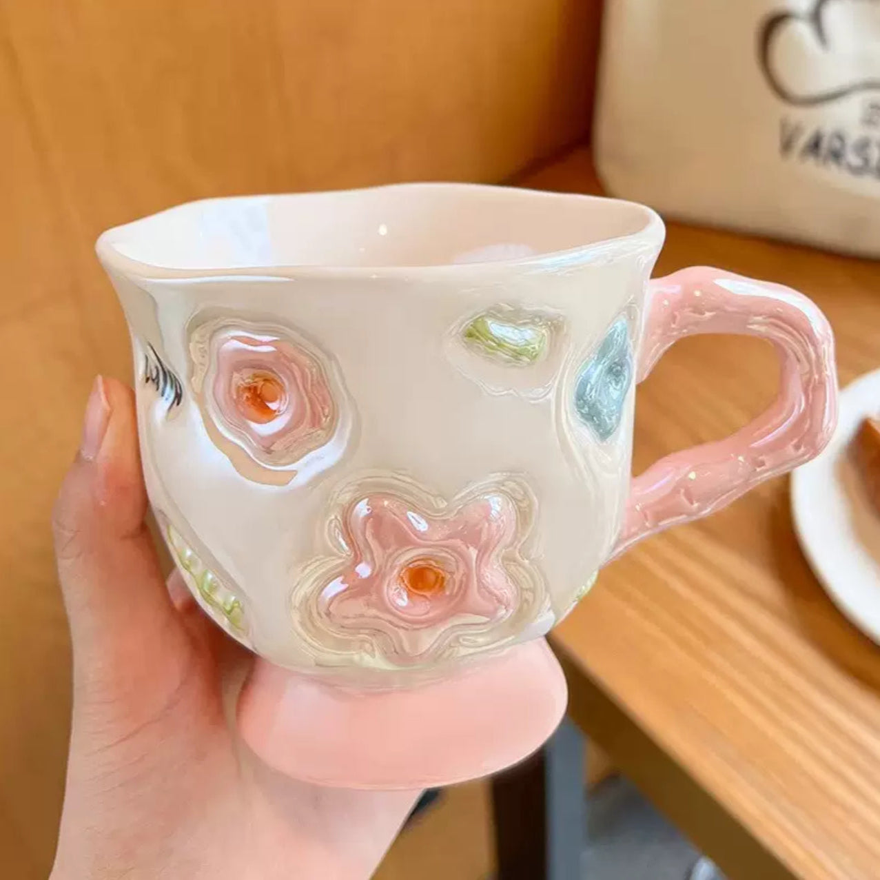 Embossed Flower Footed Mug