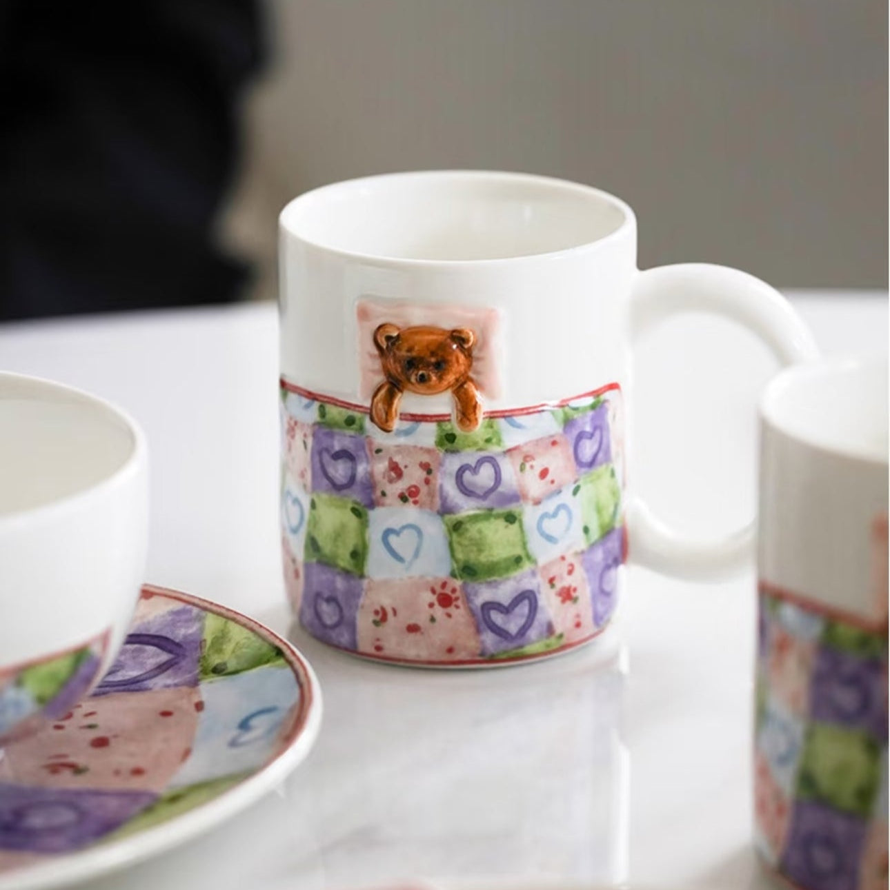 Teddy Mug – Patchwork Pastel