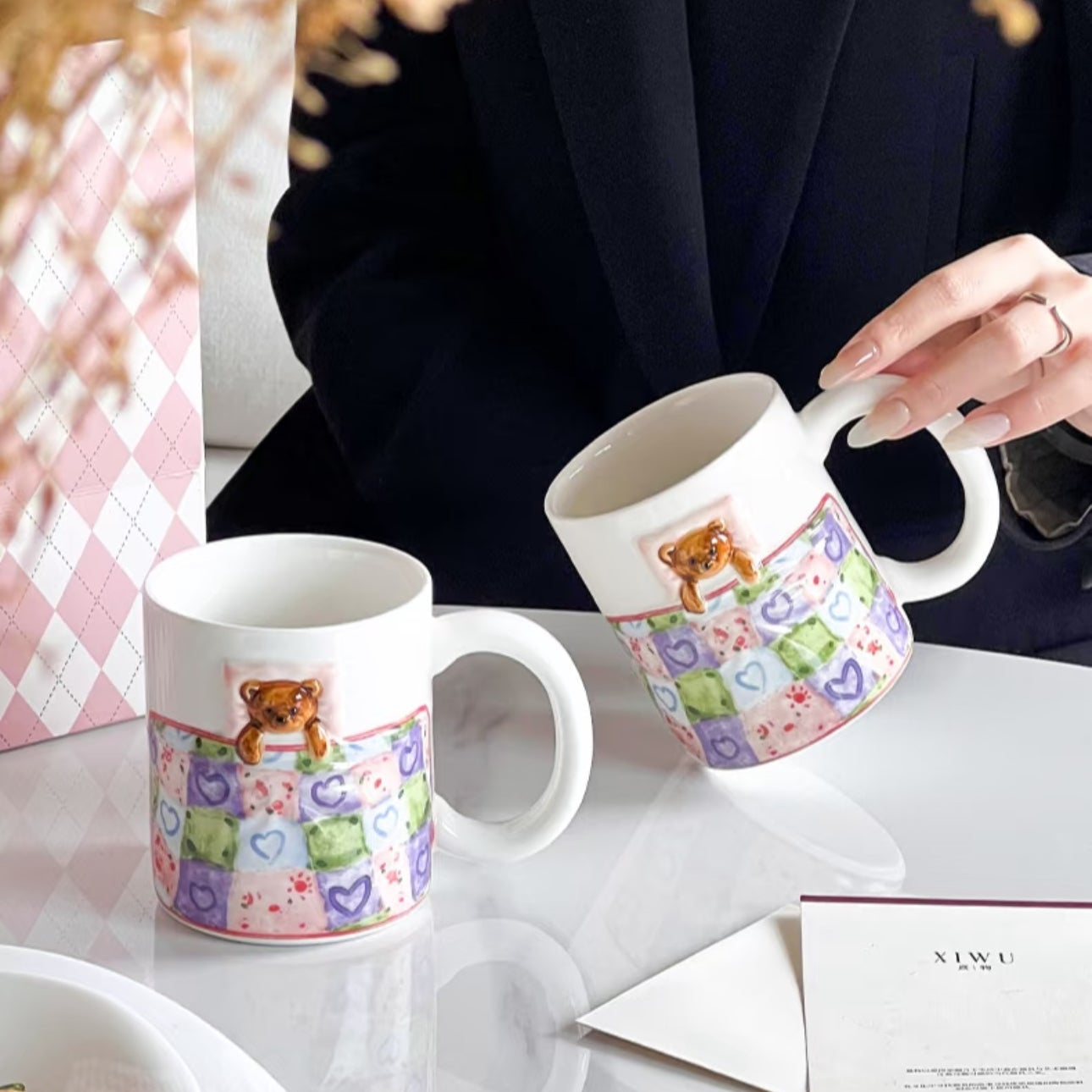 Teddy Mug – Patchwork Pastel
