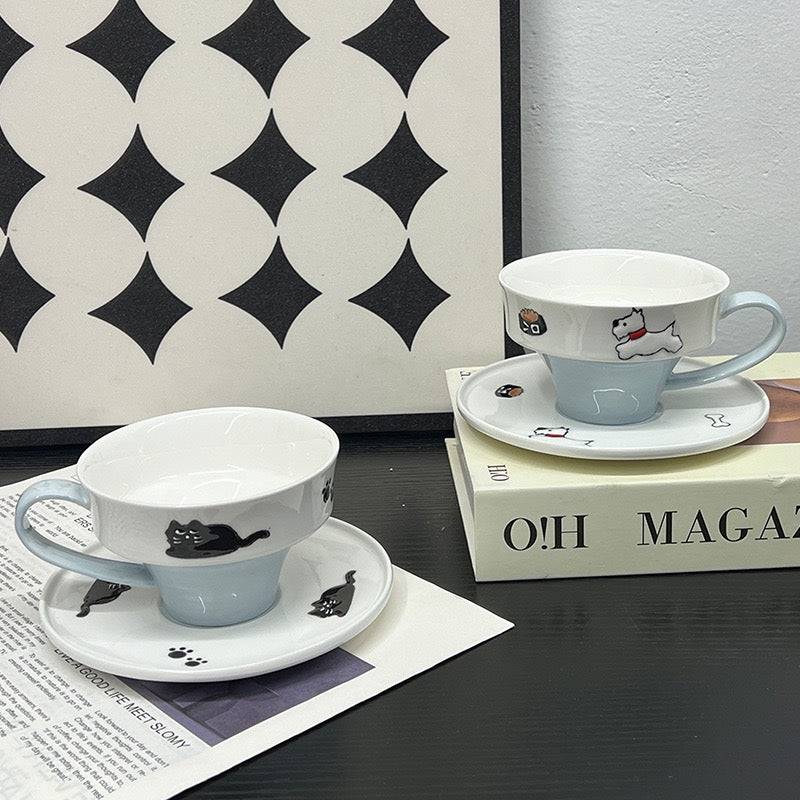 Paws & Whiskers - Ceramic Mug & Saucer Set