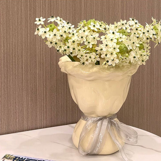 Ruffle Edge Ceramic Vase