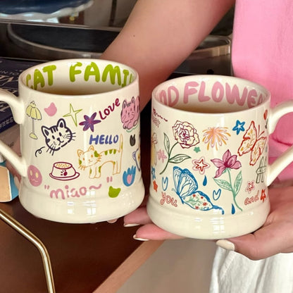 Butterfly & Cat Family Ceramic Mug