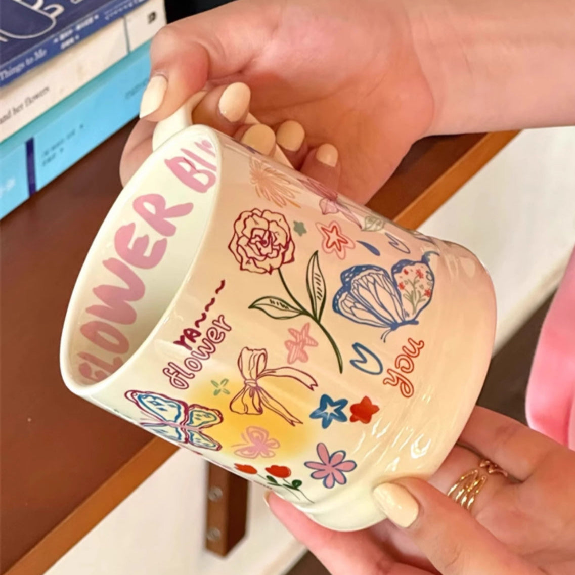 Butterfly & Cat Family Ceramic Mug