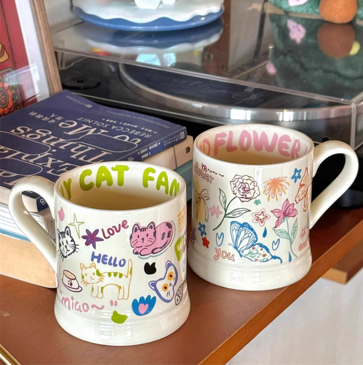 Butterfly & Cat Family Ceramic Mug