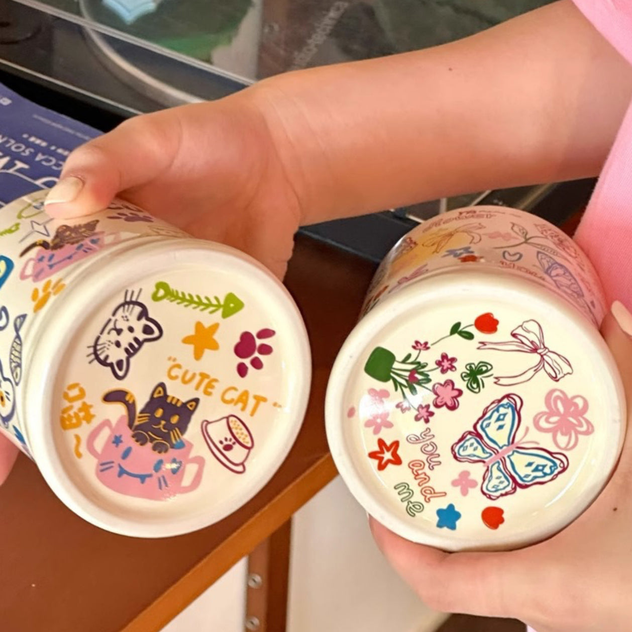 Butterfly & Cat Family Ceramic Mug