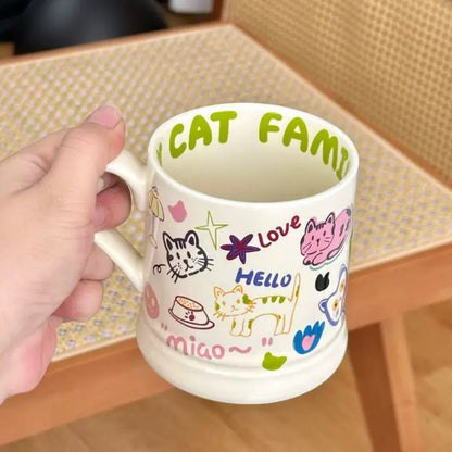 Butterfly & Cat Family Ceramic Mug