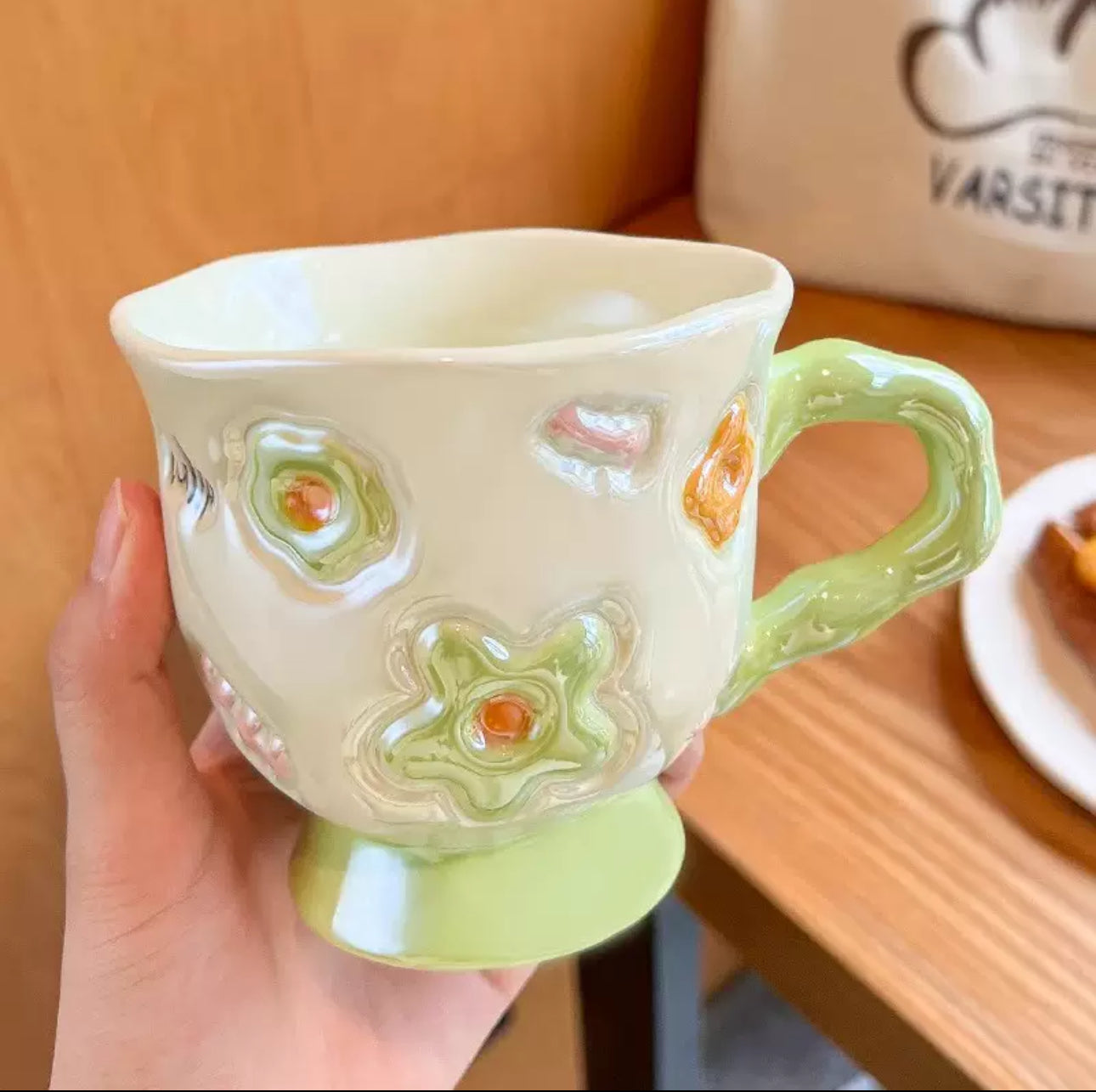 Embossed Flower Footed Mug