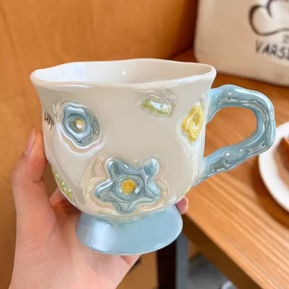 Embossed Flower Footed Mug