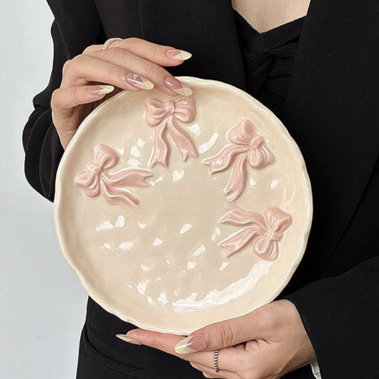 Pink Bow Ceramic Plate
