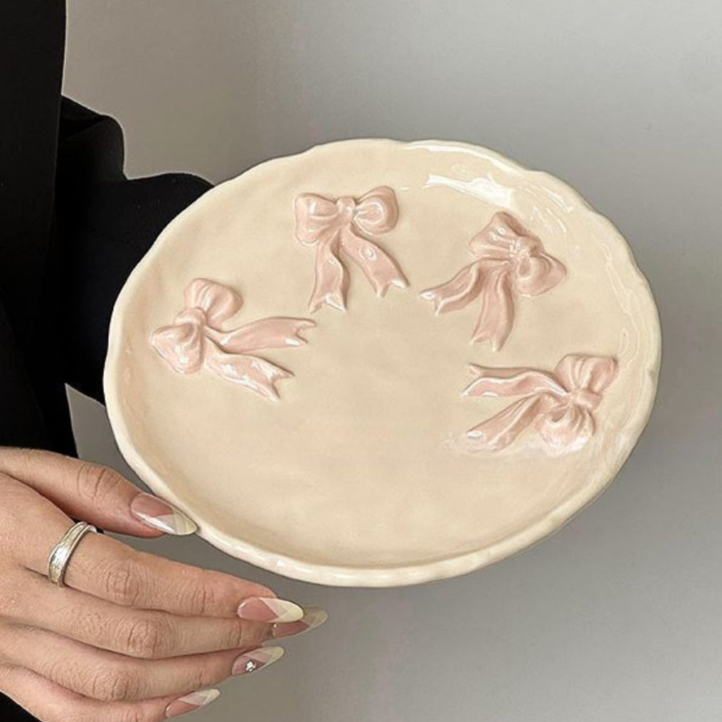 Pink Bow Ceramic Plate