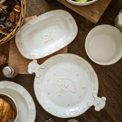 Vintage Pup Cream White Embossed Series