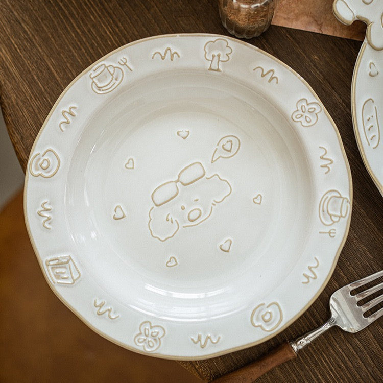 Vintage Pup Cream White Embossed Series
