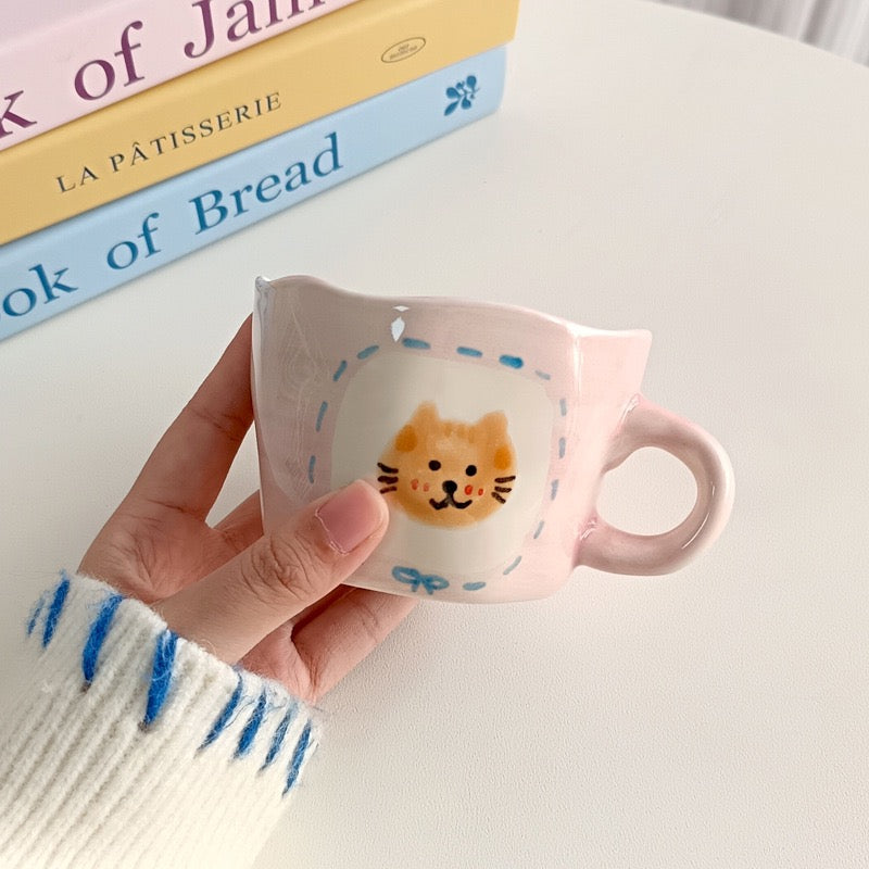 Pink Cat Mug & Plate Set