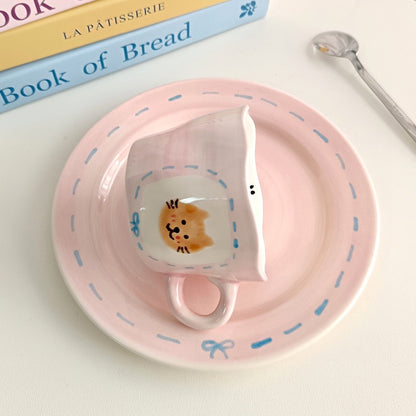 Pink Cat Mug & Plate Set