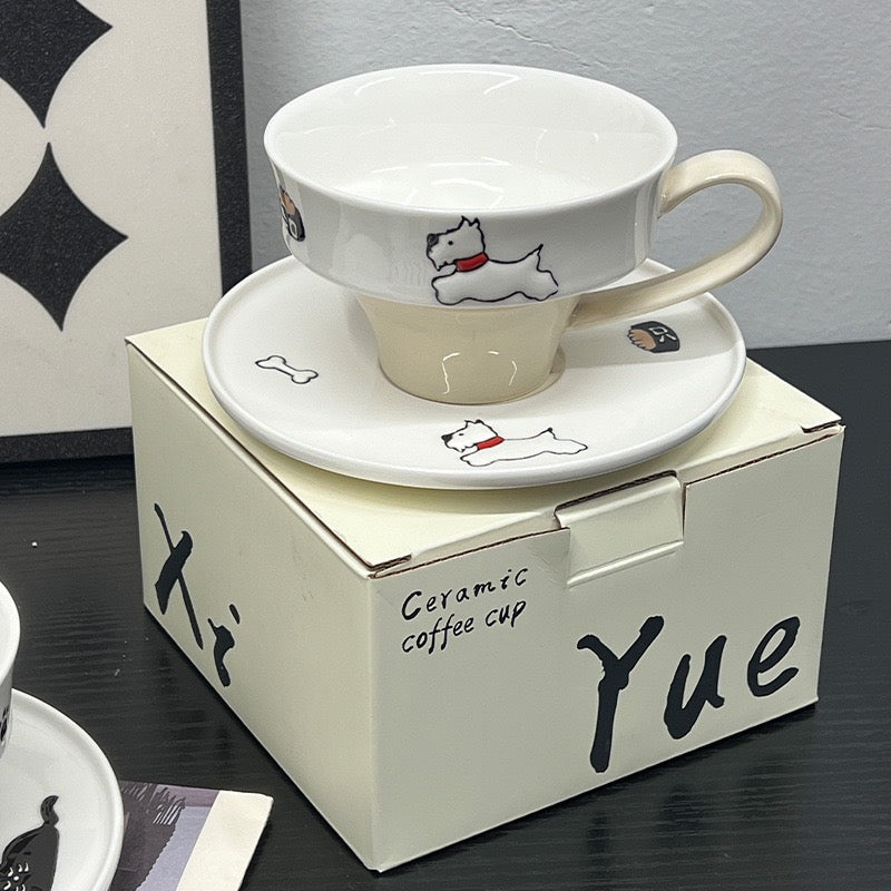 Paws & Whiskers - Ceramic Mug & Saucer Set