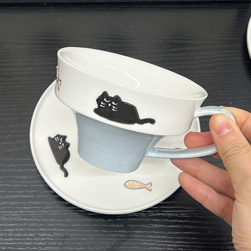 Paws & Whiskers - Ceramic Mug & Saucer Set