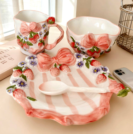 Blush Bow & Berry Tableware Set